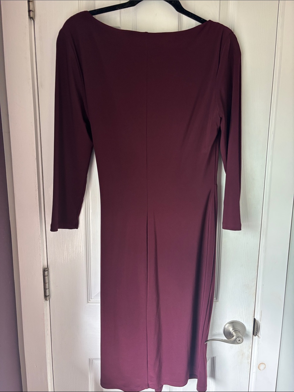 Lauren Ralph Lauren Burgundy Knot-Detail Midi Dress - Picture 4 of 4